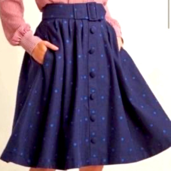 Modcloth Intern of Fate Polka Dot Skirt in Blue - Picture 1 of 7